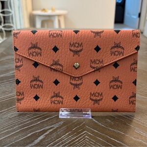 MCM Orange and Black Envelope Clutch